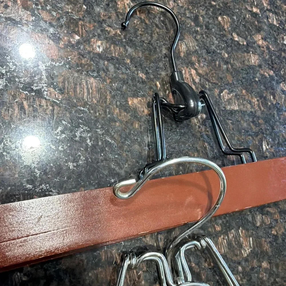 8 Vintage Wooden Clothes Hangers with Clips Multi Size 9